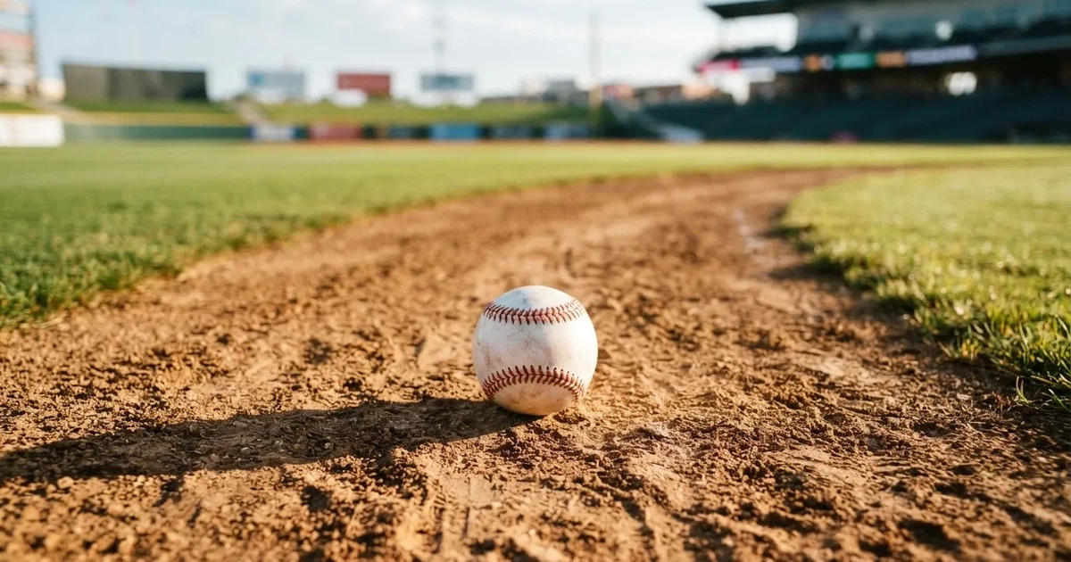 A ball on the centre spot of a grass pitch in morning light